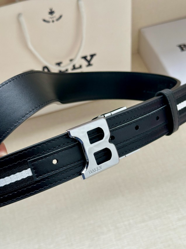 バリー ベルト 2025新作 格安 高再現度 丁寧な縫製 発送保証 安心サイト シルバーBバックル仕様 ブラックホワイトライン_2