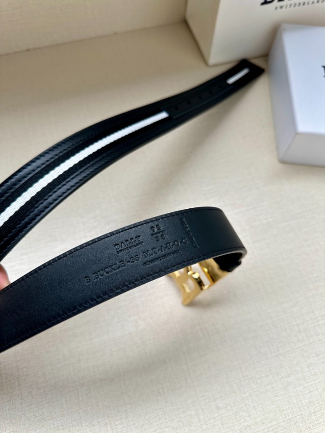 バリー ベルト 2025新作 格安 高再現度 丁寧な縫製 発送保証 安心サイト シルバーBバックル仕様 ブラックホワイトライン_9