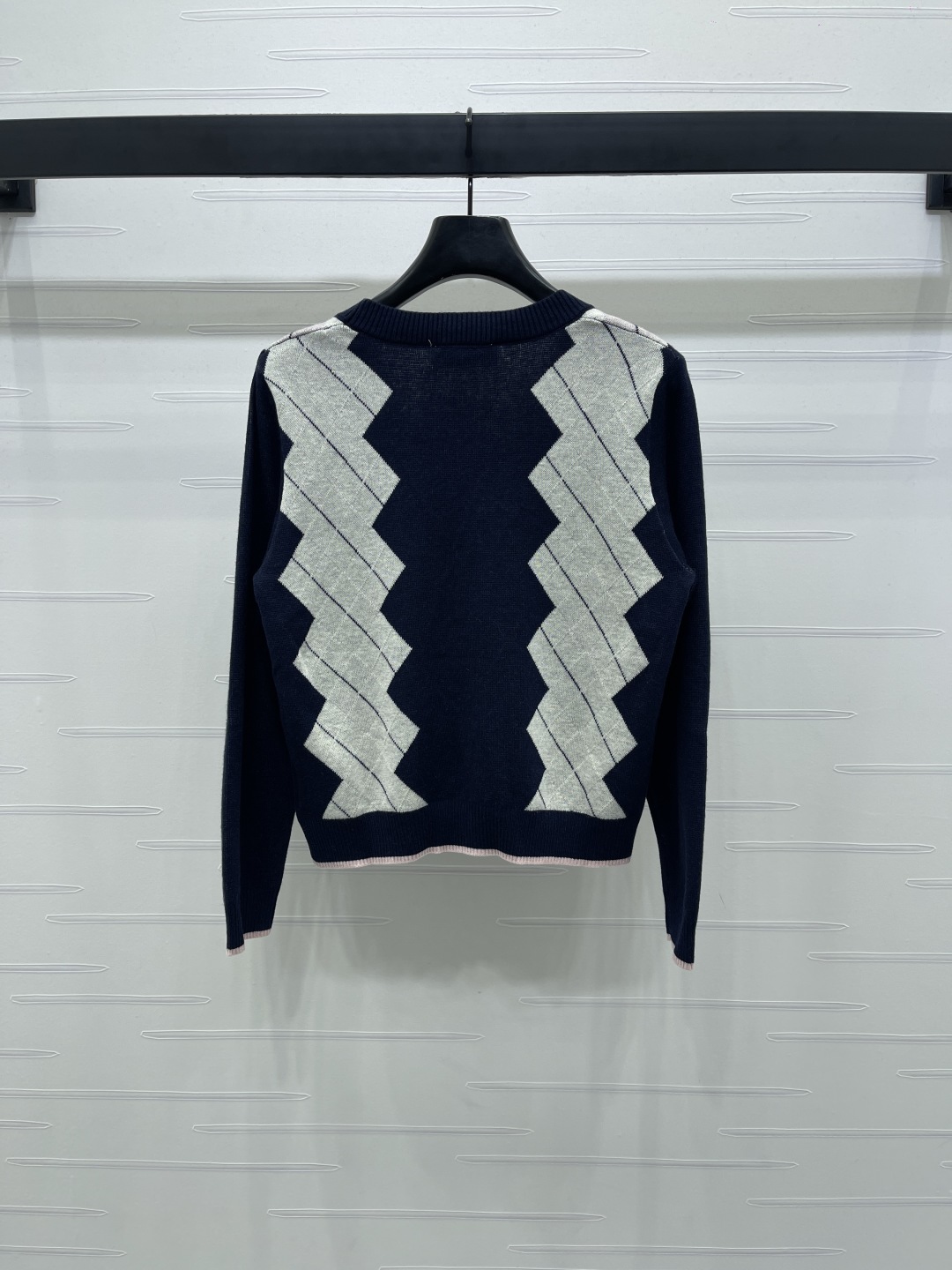 ミュウミュウ アーガイル柄 カーディガン ネイビー グレー 激安 高級感デザイン 快適素材 レビュー高リピ率 2025新作登場_2