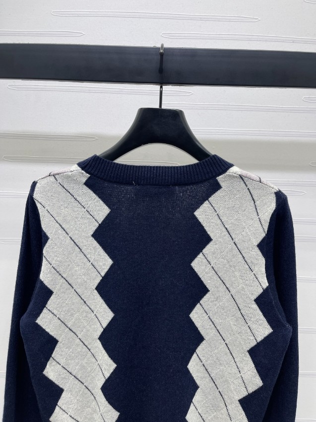 ミュウミュウ アーガイル柄 カーディガン ネイビー グレー 激安 高級感デザイン 快適素材 レビュー高リピ率 2025新作登場_4