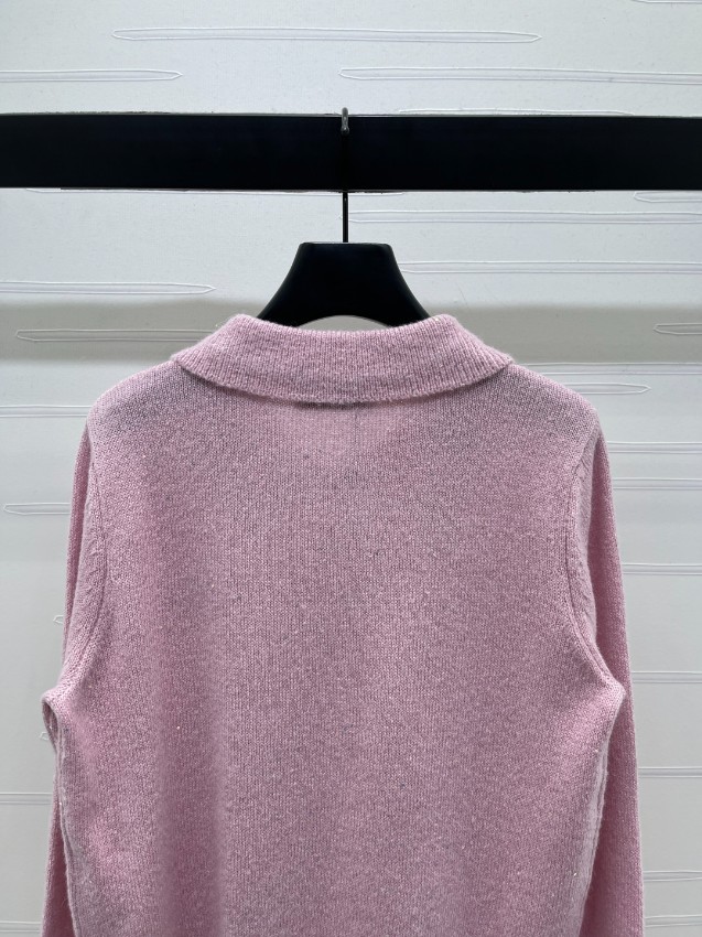 ミュウミュウ アーガイル柄 襟付き ニット セーター ピンク コピー 2025新作 細部まで忠実 高再現度デザイン 即納対応_4