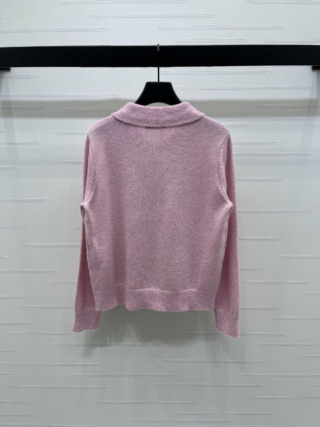 ミュウミュウ アーガイル柄 襟付き ニット セーター ピンク コピー 2025新作 細部まで忠実 高再現度デザイン 即納対応_2