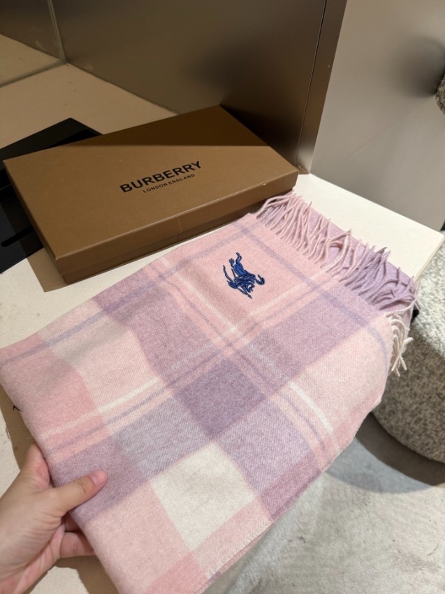 バーバリー マフラー レディース メンズ スーパーコピー 優良サイト チェック柄 ピンク 刺繍ロゴ 2025新作_3