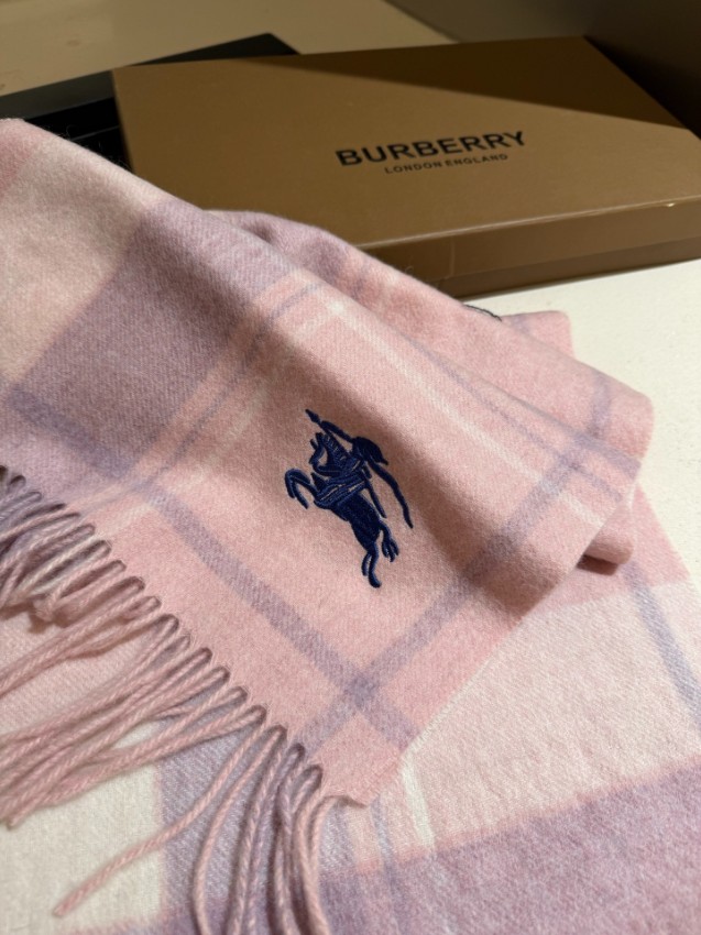 バーバリー マフラー レディース メンズ スーパーコピー 優良サイト チェック柄 ピンク 刺繍ロゴ 2025新作_7