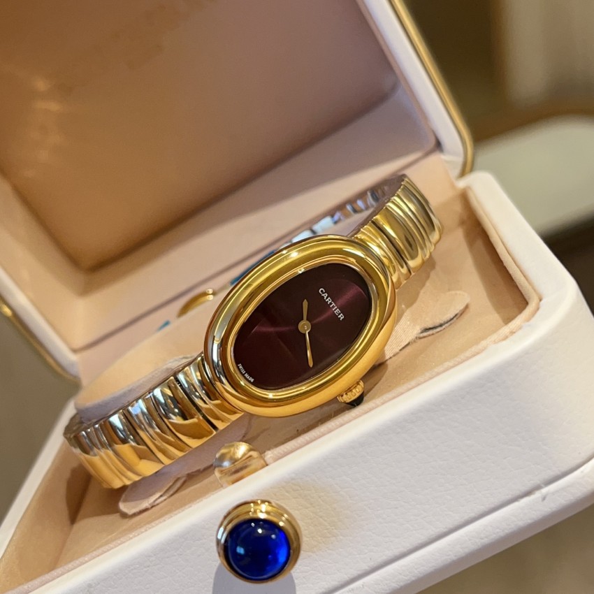 カルティエ 時計 レディース ブランド コピー 激安通販 ベニュワール ゴールド ワインレッド 高級腕時計_2