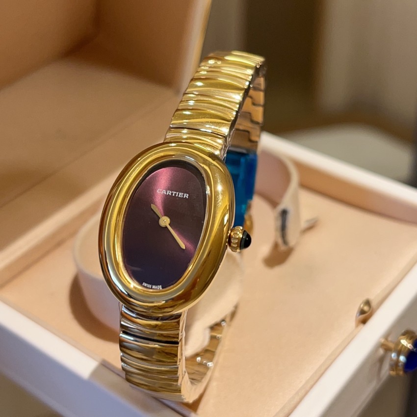 カルティエ 時計 レディース ブランド コピー 激安通販 ベニュワール ゴールド ワインレッド 高級腕時計_5