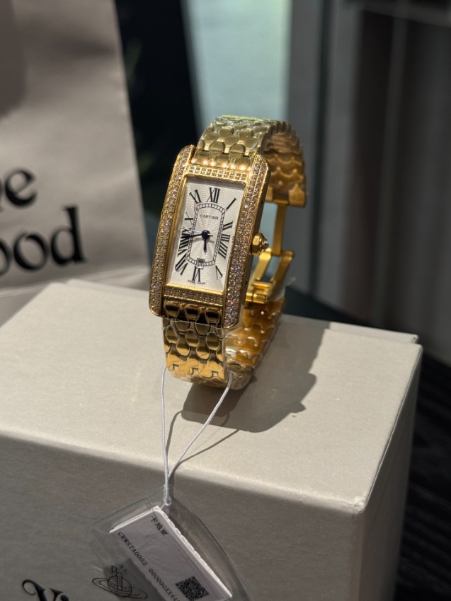 カルティエ 時計 レディース ブランド コピー 優良店 タンクアメリカン ゴールド&ローズ コンビ ダイヤモデル_3