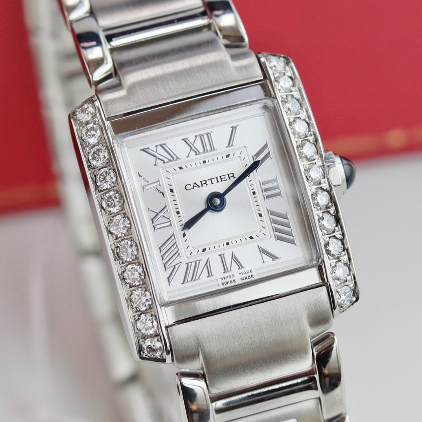 カルティエ Tank Française ダイヤベゼル ステンレス 高級感仕上げ スーパーコピー 高再現度 レディース腕時計 安心サイト_1