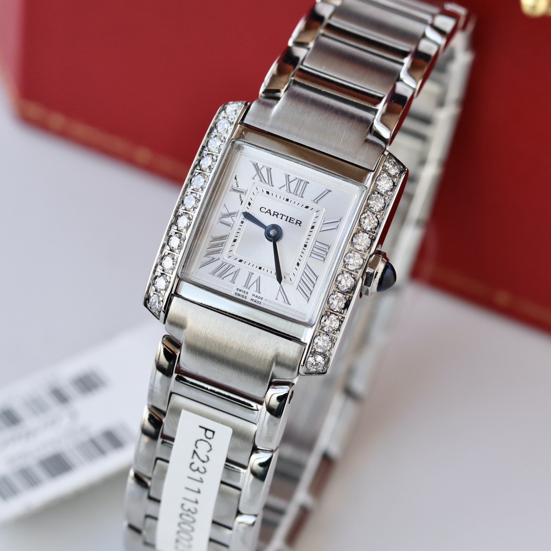カルティエ Tank Française ダイヤベゼル ステンレス 高級感仕上げ スーパーコピー 高再現度 レディース腕時計 安心サイト_2
