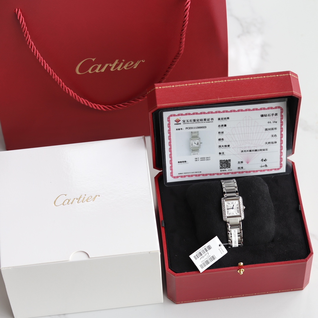 カルティエ Tank Française ダイヤベゼル ステンレス 高級感仕上げ スーパーコピー 高再現度 レディース腕時計 安心サイト_3