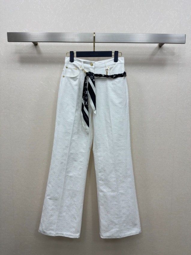 ルイヴィトン モノグラムジャカード ホワイトパンツ 通気 快適な着心地 ブランド服 スーパーコピー 高再現度 安心サイト_1