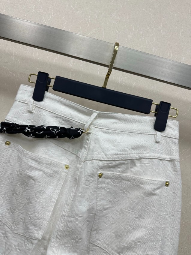 ルイヴィトン モノグラムジャカード ホワイトパンツ 通気 快適な着心地 ブランド服 スーパーコピー 高再現度 安心サイト_4