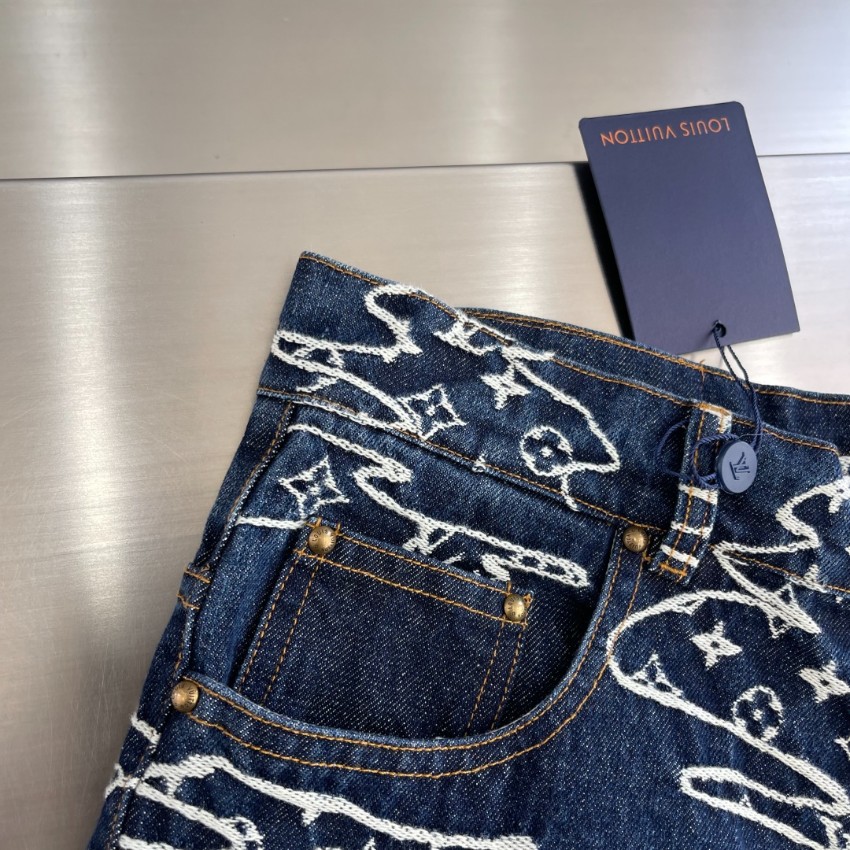 ルイヴィトン モノグラムデニム クラウド柄 パンツ 通気 快適な着心地 ブランド服 スーパーコピー 高再現度 安心サイト_6