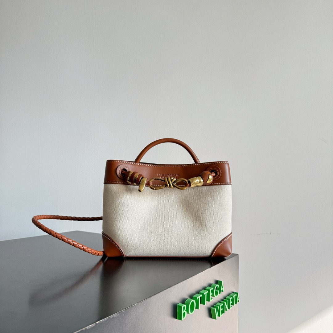 ボッテガ・ヴェネタ トートバッグ コピー 2025新作 高再現度キャンバス×ブラウンレザー仕様 秘密厳守配送対応モデル_1