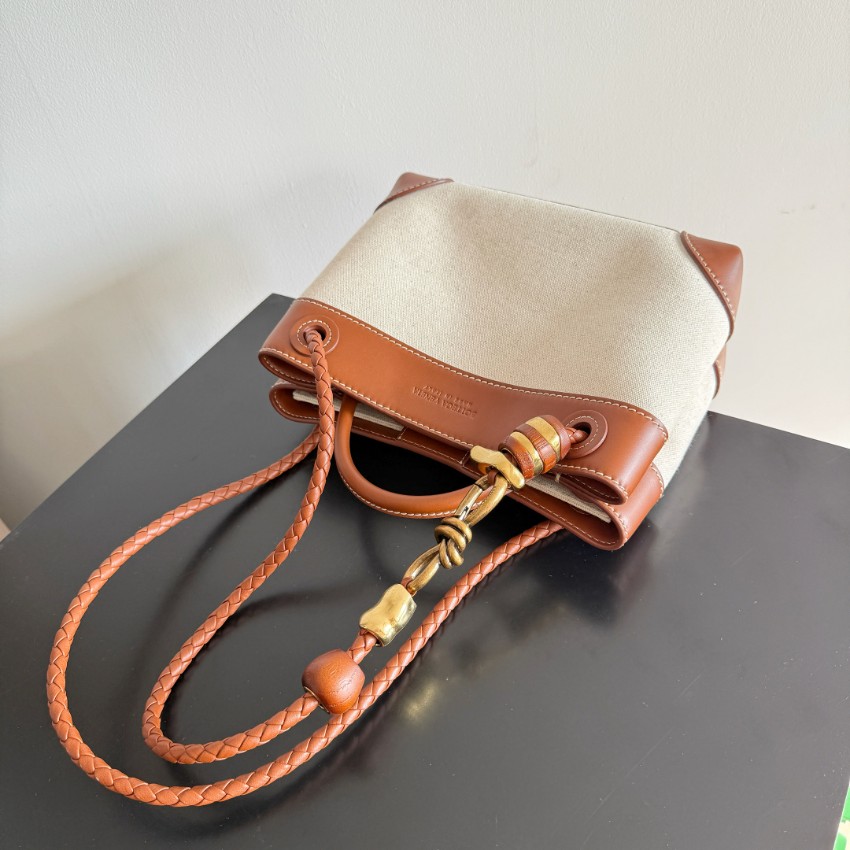 ボッテガ・ヴェネタ トートバッグ コピー 2025新作 高再現度キャンバス×ブラウンレザー仕様 秘密厳守配送対応モデル_4