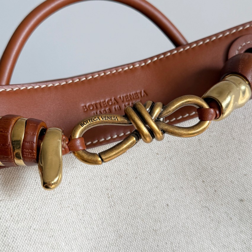 ボッテガ・ヴェネタ トートバッグ コピー 2025新作 高再現度キャンバス×ブラウンレザー仕様 秘密厳守配送対応モデル_6