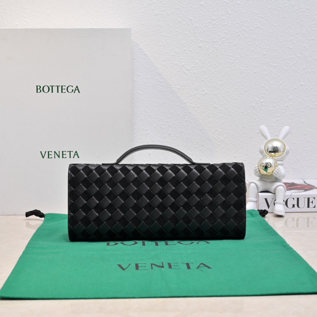 ボッテガ・ヴェネタ クラッチバッグ 偽物 バレない再現度 2025新作 高級感仕上げイントレチャートブラック仕様_3