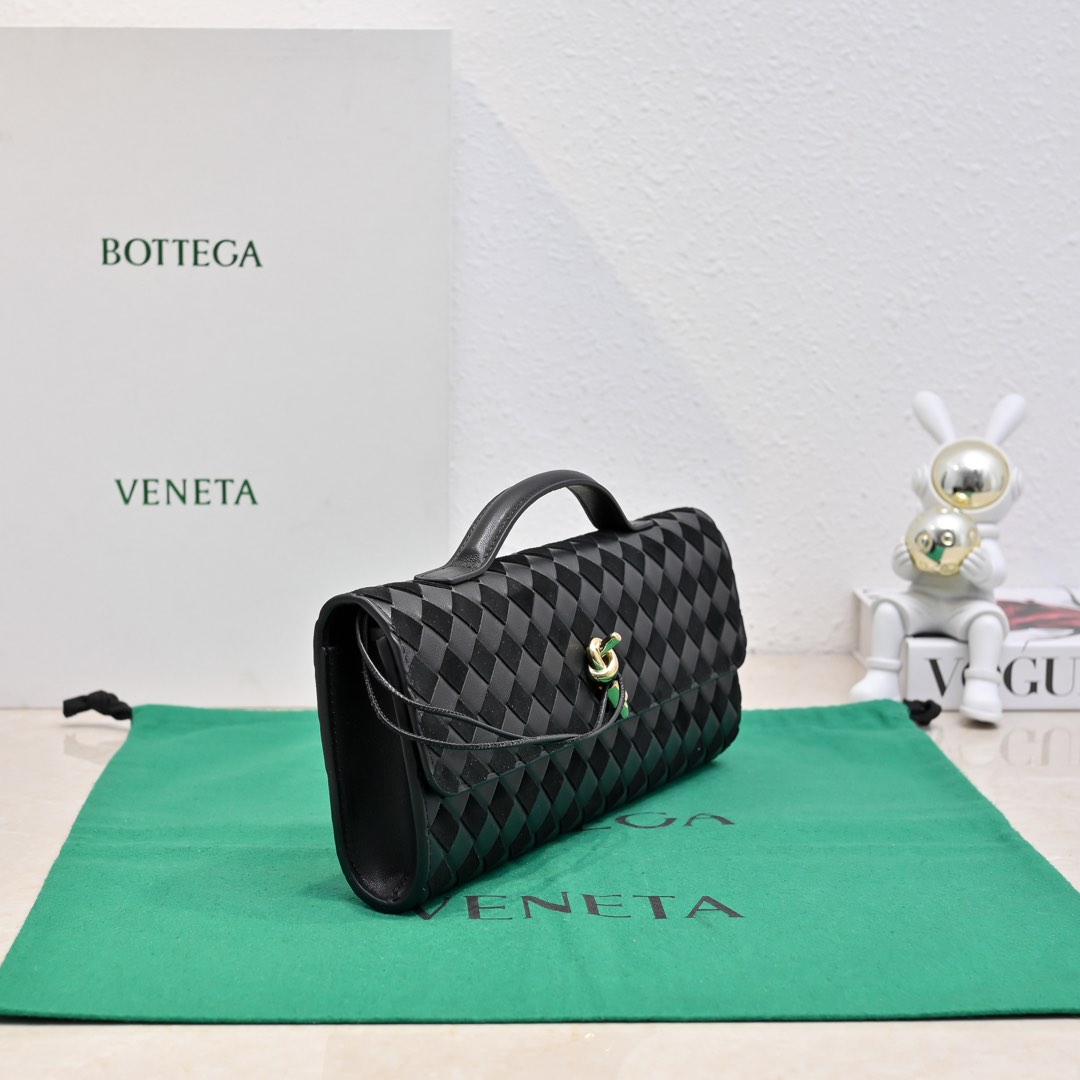 ボッテガ・ヴェネタ クラッチバッグ 偽物 バレない再現度 2025新作 高級感仕上げイントレチャートブラック仕様_2
