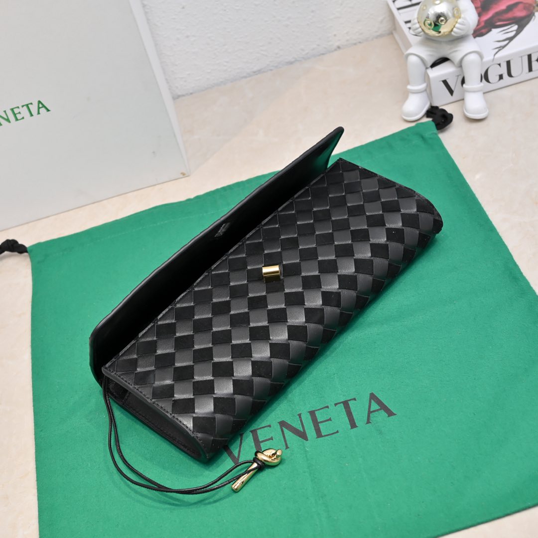 ボッテガ・ヴェネタ クラッチバッグ 偽物 バレない再現度 2025新作 高級感仕上げイントレチャートブラック仕様_4