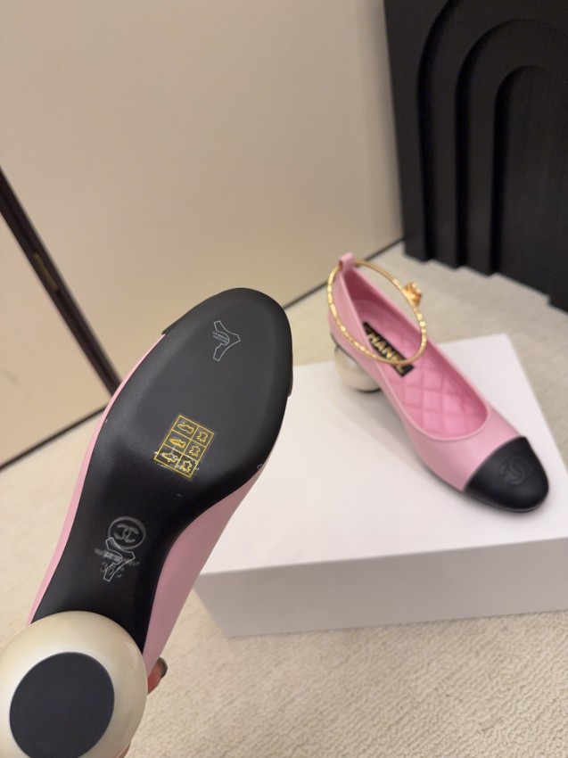 シャネル パンプス スーパーコピー 2025新作 ピンク 高再現度 高級感仕上げ パールヒール 丁寧な縫製 安心サイト_6