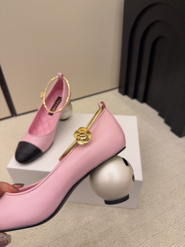 シャネル パンプス スーパーコピー 2025新作 ピンク 高再現度 高級感仕上げ パールヒール 丁寧な縫製 安心サイト_9