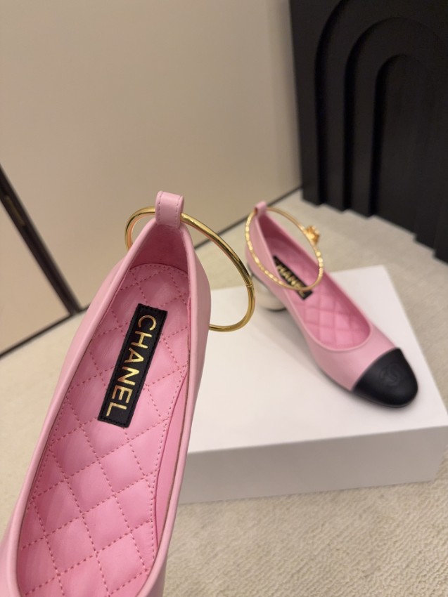 シャネル パンプス スーパーコピー 2025新作 ピンク 高再現度 高級感仕上げ パールヒール 丁寧な縫製 安心サイト_7