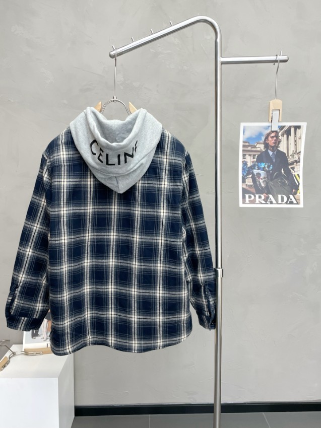 セリーヌ シャツ 偽物 チェック柄パーカー付き 2025新作 ブランド 服 コピー 激安 肌触り良好 快適な着心地 高再現度_2