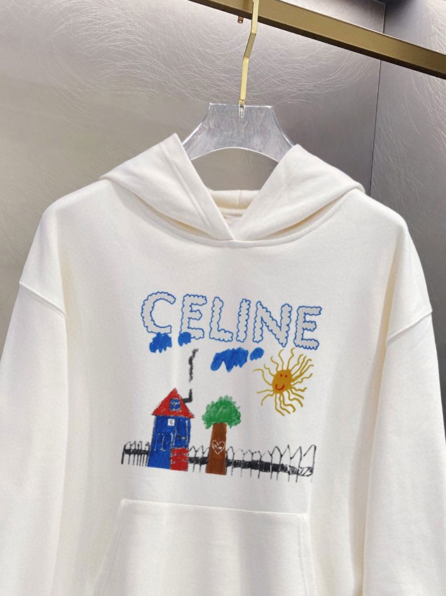 セリーヌ パーカー 激安屋口コミ 刺繍デザイン フーディ 2025新作 ブランド 服 コピー 激安 快適な着心地 高評価_3