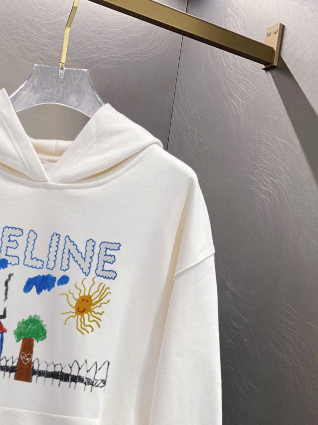 セリーヌ パーカー 激安屋口コミ 刺繍デザイン フーディ 2025新作 ブランド 服 コピー 激安 快適な着心地 高評価_5