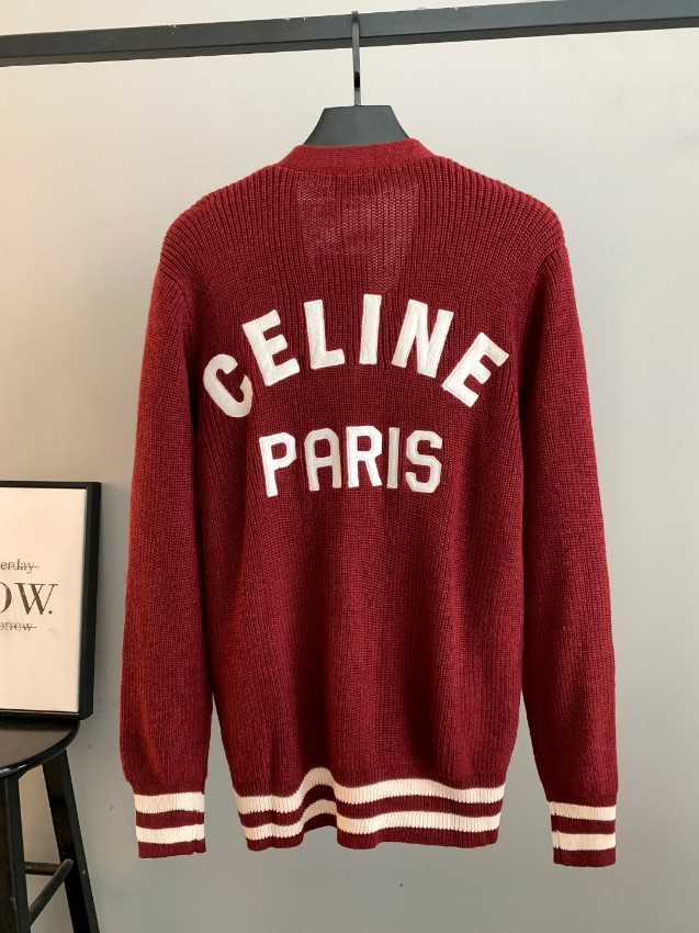 セリーヌ カーディガン ブランド コピー 安全通販 ボルドー Cワッペン 2025新作 高再現度 上質素材 丁寧な縫製_2
