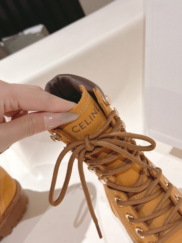 セリーヌ 定番モデル レースアップブーツ 優良サイト 高評価 本革使用 精密ディテール 安心取引_6
