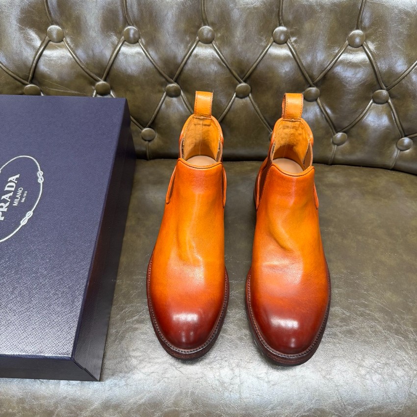 プラダ メンズ レザーチェルシーブーツ ブランド コピー 2025新作 高級感仕上げ 精密ディテール 上質感 発送保証 安心サイト_3