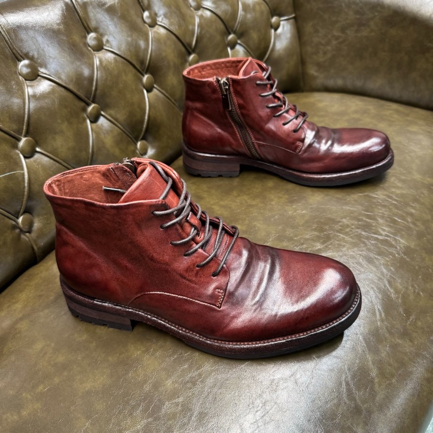 プラダ メンズ レザーレースアップブーツ 激安 2025新作 高再現度 精密ディテール 上質感 高級感仕上げ 長年の実績 発送保証 安心サイト_2