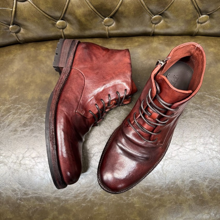プラダ メンズ レザーレースアップブーツ 激安 2025新作 高再現度 精密ディテール 上質感 高級感仕上げ 長年の実績 発送保証 安心サイト_9