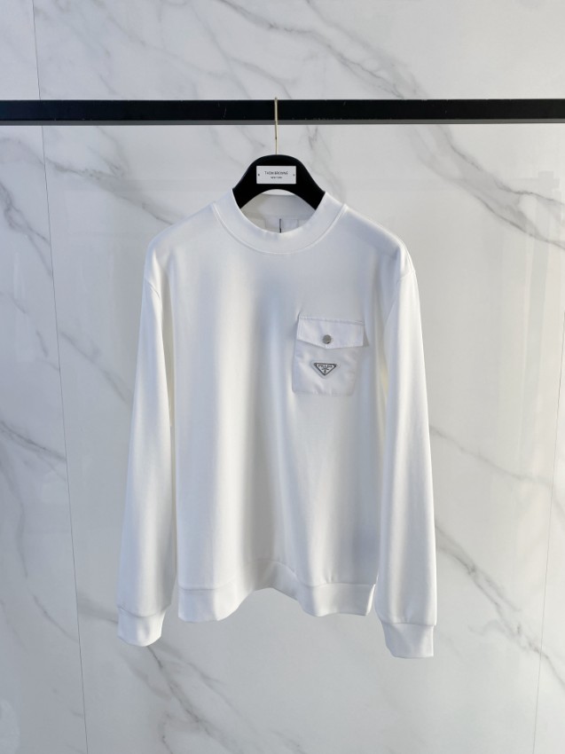 プラダ 格安 2025新作 ホワイト フロントポケット クルーネックスウェット 高再現度 高評価 安心サイト 実店舗運営_2