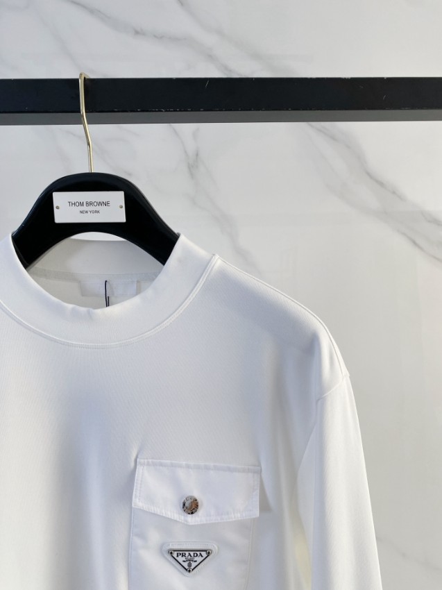 プラダ 格安 2025新作 ホワイト フロントポケット クルーネックスウェット 高再現度 高評価 安心サイト 実店舗運営_4