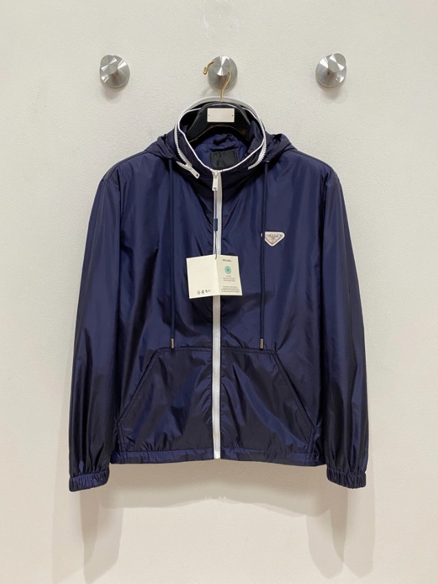 プラダ スーパーコピー 優良サイト 2025新作 ネイビー フード付きジップジャケット 高再現度 高評価 通気 快適な着心地 安心サイト_1