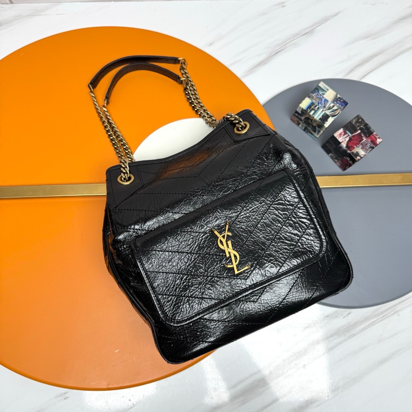サンローラン チェーンバッグ 優良サイト 2025新作 高品質 上質感 丁寧な縫製 高再現度 レビュー高リピ率 ブラック×ゴールド金具_2