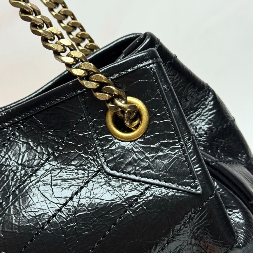 サンローラン チェーンバッグ 優良サイト 2025新作 高品質 上質感 丁寧な縫製 高再現度 レビュー高リピ率 ブラック×ゴールド金具_8
