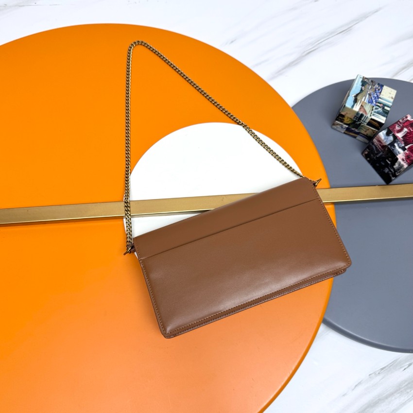 サンローラン チェーンウォレット スーパーコピー 2025新作 高品質 上質感 丁寧な縫製 高再現度 ブラウン系 レビュー高リピ率_1