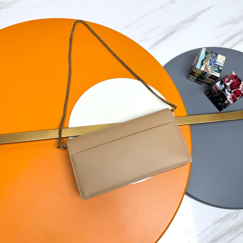 サンローラン チェーンウォレット 偽物 2025新作 高品質 上質感 丁寧な縫製 高再現度 精密ディテール ベージュ系 人気アイテム_1