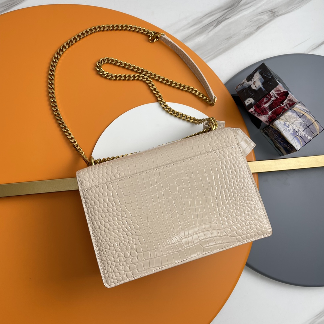 サンローラン チェーンバッグ コピー 2025新作 高品質 上質感 丁寧な縫製 高再現度 レビュー高リピ率 クリームベージュ クロコ型押し_5