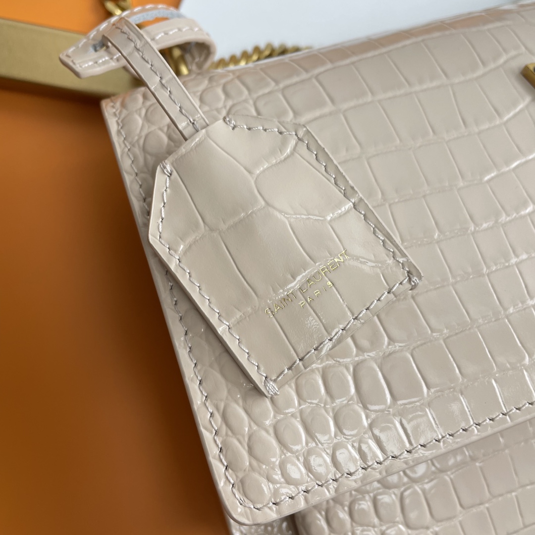 サンローラン チェーンバッグ コピー 2025新作 高品質 上質感 丁寧な縫製 高再現度 レビュー高リピ率 クリームベージュ クロコ型押し_8