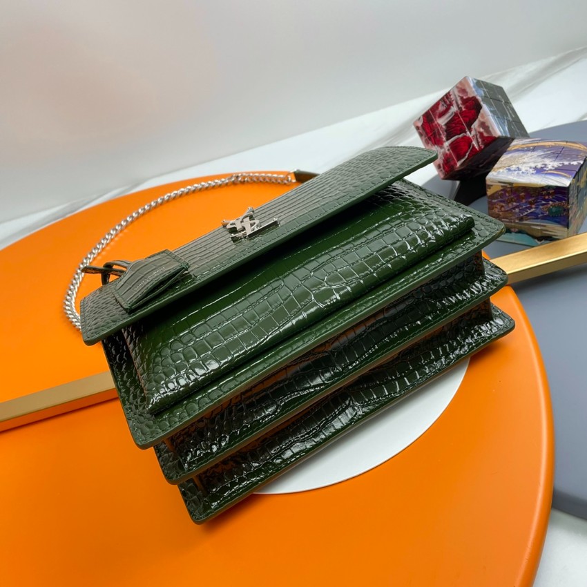 サンローラン チェーンバッグ 格安 2025新作 高品質 上質感 丁寧な縫製 高再現度 人気モデル ディープグリーン クロコ型押し_1