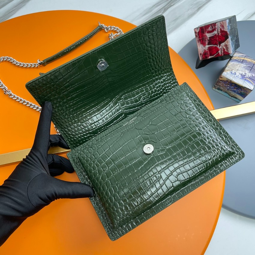 サンローラン チェーンバッグ 格安 2025新作 高品質 上質感 丁寧な縫製 高再現度 人気モデル ディープグリーン クロコ型押し_5