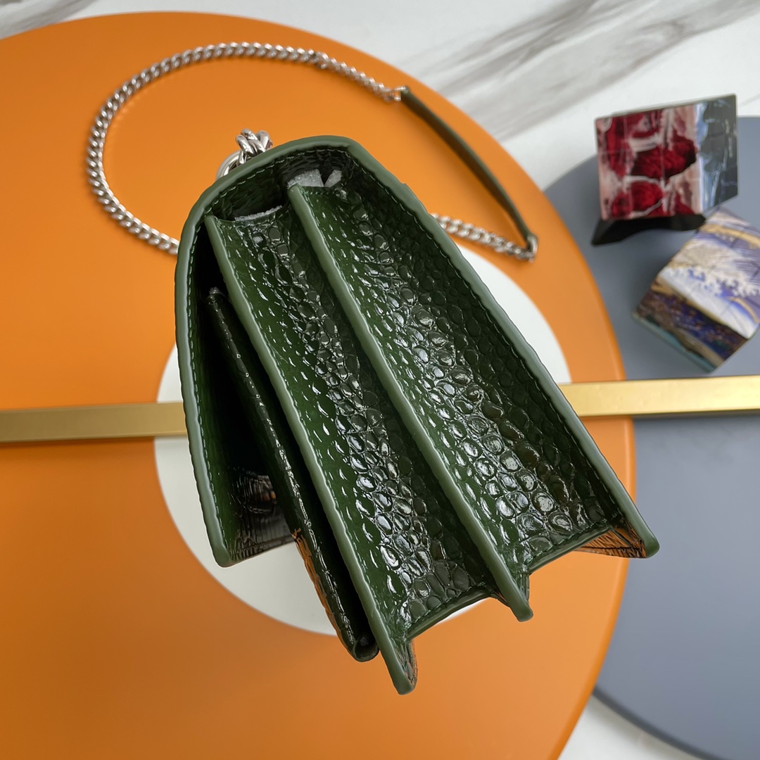 サンローラン チェーンバッグ 格安 2025新作 高品質 上質感 丁寧な縫製 高再現度 人気モデル ディープグリーン クロコ型押し_6