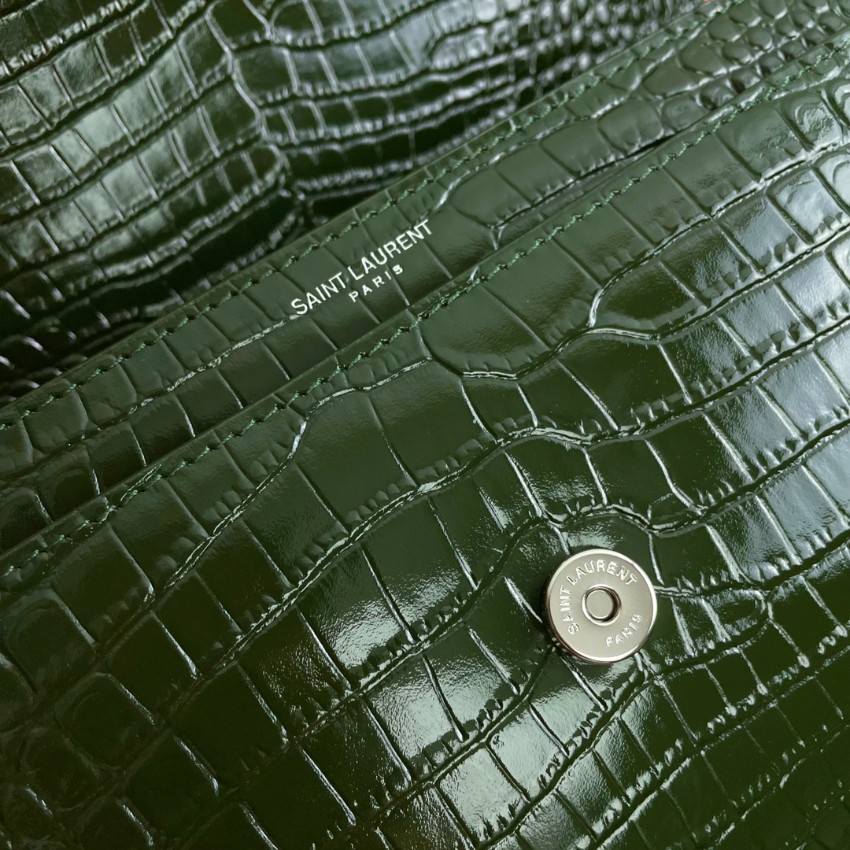 サンローラン チェーンバッグ 格安 2025新作 高品質 上質感 丁寧な縫製 高再現度 人気モデル ディープグリーン クロコ型押し_9