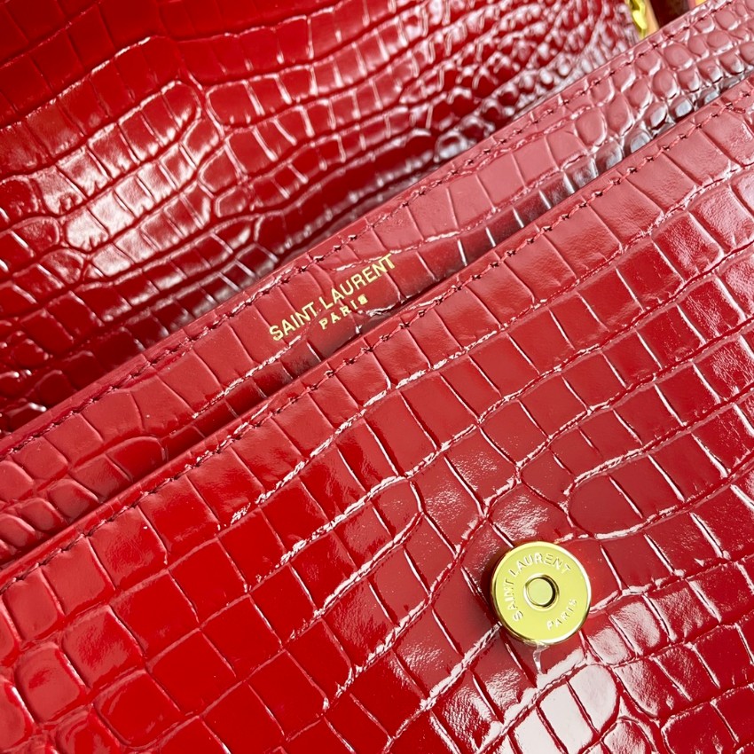 サンローラン チェーンバッグ スーパーコピー 優良サイト 2025新作 高品質 上質感 丁寧な縫製 高再現度 品質管理徹底 レッド クロコ型押し_9
