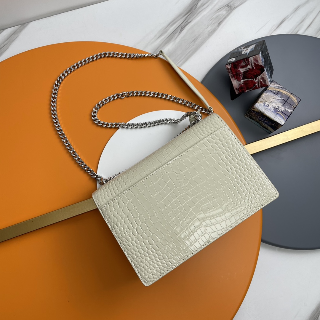 サンローラン チェーンバッグ ブランド コピー 安全通販 2025新作 高品質 上質感 丁寧な縫製 高再現度 長年の実績 アイボリー クロコ型押し_5