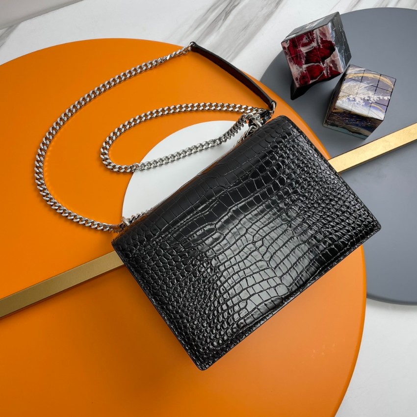 サンローラン チェーンバッグ 偽物 バレない再現度 2025新作 高品質 上質感 丁寧な縫製 高再現度 専用ケース付属 ブラック クロコ型押し_2
